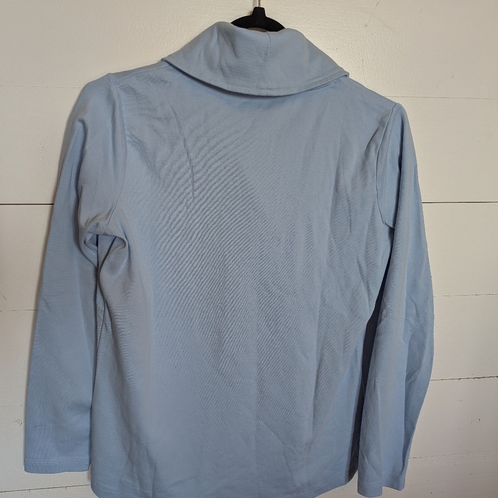 L.L. Bean Soft Blue Cowl Neck Top. Women's Size Regular, Never Worn. - Picture 2 of 4